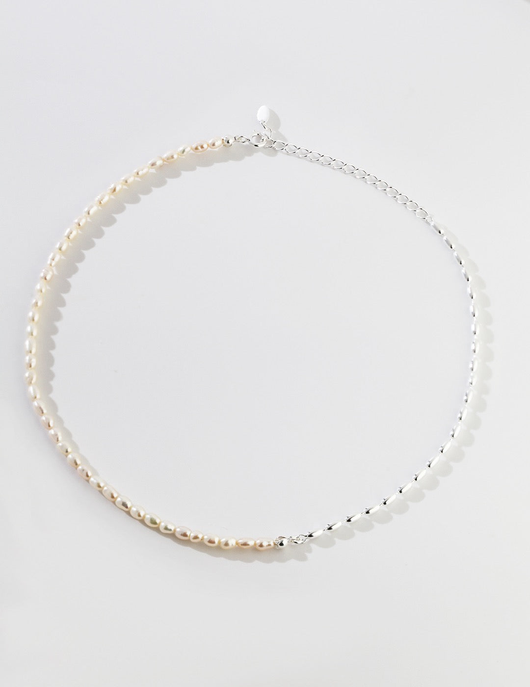 Pure Silver Rice Pearl Necklace
